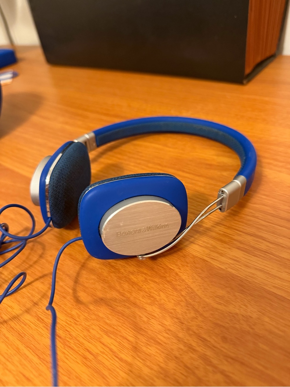 Bowers & Wilkins Blue On-Ear Headphones with Silver Accents